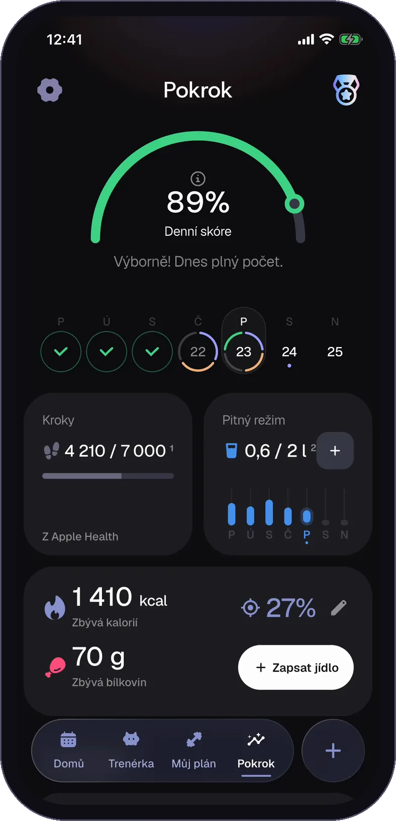 Přehled pokroku v aplikaci BetterGym